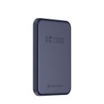 Powerbank magnética QI2.2 ultrafina de aluminio reciclado 5000 mAh color azul vista de impresión