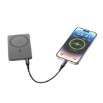 Powerbank magnético ecológico con carga inalámbrica 15W 5000 mAh color negro quinta vista