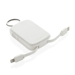 Powerbank llavero ecológico con cables integrados 2000 mAh color blanco segunda vista