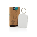 Powerbank llavero ecológico con cables integrados 2000 mAh color blanco vista con caja