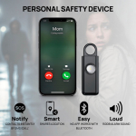 Alarma personal inteligente con luz y recarga USB-C 150dB color negro quinta vista