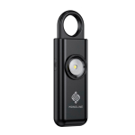 Alarma personal inteligente con luz y recarga USB-C 150dB color negro vista con logo