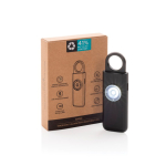 Alarma personal inteligente con luz y recarga USB-C 150dB color negro vista con caja