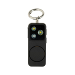 Alarma personal compacta recargable por USB-C con luz LED 150dB color negro cuarta vista