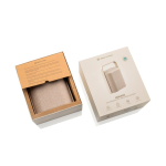 Altavoz inalámbrico compacto con micrófono incorporado 10W color beige vista con caja