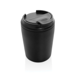 Taza térmica de plástico para café con tapa antigoteo 220ml color negro