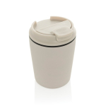 Taza térmica de plástico para café con tapa antigoteo 220ml color beige