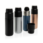 Termo con taza integrada antigoteo y aislamiento al vacío 500ml color negro quinta vista