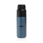 Termo con taza integrada antigoteo y aislamiento al vacío 500ml color azul marino vista con logo