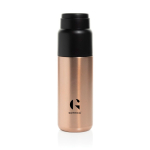 Termo con taza integrada antigoteo y aislamiento al vacío 500ml color marrón grisáceo vista con logo