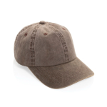 Gorra de 6 paneles efecto lavado en algodón reciclado 270 g/m2 color marrón