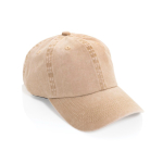 Gorra de 6 paneles efecto lavado en algodón reciclado 270 g/m2 color beige