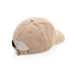 Gorra de 6 paneles efecto lavado en algodón reciclado 270 g/m2 color beige segunda vista