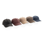 Gorra de 6 paneles efecto lavado en algodón reciclado 270 g/m2 color beige vista general