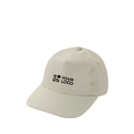 Gorra de 5 paneles de nailon reciclado ligera y transpirable color beige vista de impresión