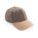 Gorra de 6 paneles de algodón bicolor con cierre ajustable 270 g/m2 color marrón