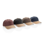 Gorra de 6 paneles de algodón bicolor con cierre ajustable 270 g/m2 color marrón vista general