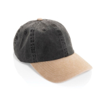 Gorra de 6 paneles de algodón bicolor con cierre ajustable 270 g/m2 color negro