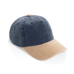 Gorra de 6 paneles de algodón bicolor con cierre ajustable 270 g/m2 color azul marino