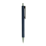 Bolígrafo triangular de plástico reciclado con clic tinta azul color azul marino tercera vista