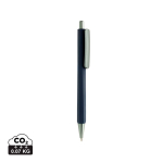 Bolígrafo triangular de plástico reciclado con clic tinta azul color azul marino