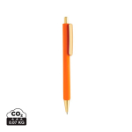 Bolígrafo ergonómico de tres lados tacto suave tinta azul color naranja
