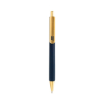 Bolígrafo ergonómico de tres lados tacto suave tinta azul color azul marino vista con logo