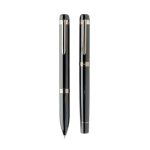 Set de escritura bolígrafo y roller metal Swiss Peak tinta azul color negro