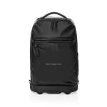Mochila de viaje con ruedas 2 en 1 para portátil Swiss Peak 39L color negro vista con logo