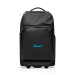Mochila trolley de cabina con ruedas y RFID Swiss Peak 22L color negro vista con logo