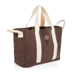 Bolsa de playa lona reciclada con acabado lavado 400 g/m2 color marrón vista con logo