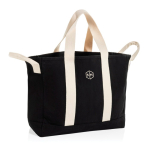 Bolsa de playa lona reciclada con acabado lavado 400 g/m2 color negro vista con logo
