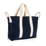 Bolsa de playa lona reciclada con acabado lavado 400 g/m2 color azul marino