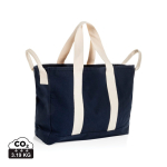Bolsa de playa lona reciclada con acabado lavado 400 g/m2 color azul marino