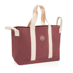 Bolsa de playa lona reciclada con acabado lavado 400 g/m2 color marrón oscuro vista con logo