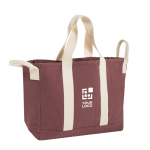 Bolsa de playa lona reciclada con acabado lavado 400 g/m2 color marrón oscuro vista de impresión