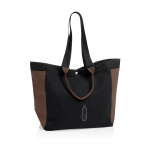 Bolsa shopper-weekender de lona reciclada y capacidad 18L 400 g/m2 color negro vista con logo