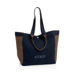Bolsa shopper-weekender de lona reciclada y capacidad 18L 400 g/m2 color azul marino vista con logo