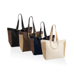 Bolsa shopper-weekender de lona reciclada y capacidad 18L 400 g/m2 color azul marino vista general