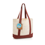 Bolsa tote de algodón reciclado con diseño mensaje 20L 350 g/m2 color burdeos
