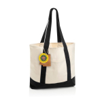 Bolsa tote de algodón reciclado con diseño mensaje 20L 350 g/m2 color negro