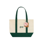 Bolsa tote de algodón reciclado con diseño mensaje 20L 350 g/m2 color verde vista con logo