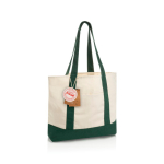 Bolsa tote de algodón reciclado con diseño mensaje 20L 350 g/m2 color verde
