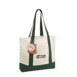 Bolsa tote de algodón reciclado con diseño mensaje 20L 350 g/m2 color verde vista de impresión