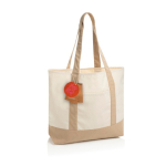 Bolsa tote de algodón reciclado con diseño mensaje 20L 350 g/m2 color blanco roto
