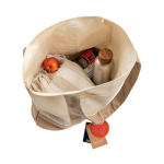 Bolsa tote de algodón reciclado con diseño mensaje 20L 350 g/m2 color blanco roto tercera vista