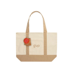 Bolsa tote de algodón reciclado con diseño mensaje 20L 350 g/m2 color blanco roto vista con logo