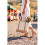 Bolsa tote de algodón reciclado con diseño mensaje 20L 350 g/m2 color blanco roto vista de ambiente