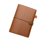 Libreta recargable con bolsillos y cierre elástico PU A5 hojas a rayas color marrón segunda vista