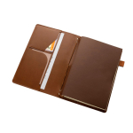 Libreta recargable con bolsillos y cierre elástico PU A5 hojas a rayas color marrón tercera vista